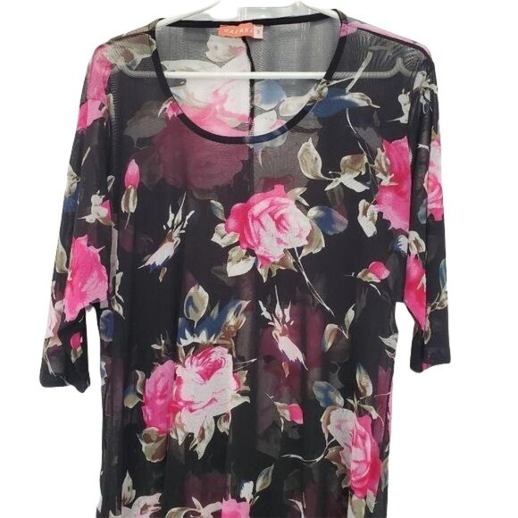 Hagara Sheer Floral Short Sleeve Cover Up - Picture 3 of 9